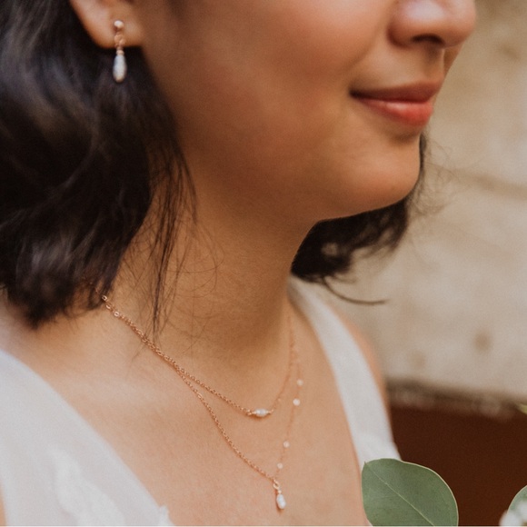 Tiny Freshwater Pearl Earrings - Picture 2 of 2